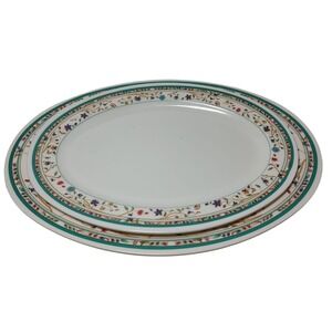 Flower Oval Melamine Platters P137 12 and P139 14 Floral Border Set of Two‎